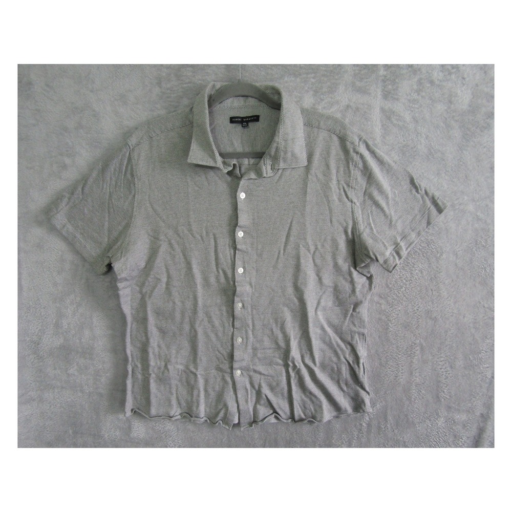 Robert Barakett Mens Short Sleeve Button Down Shirt‎ Grey Micro Check XXL